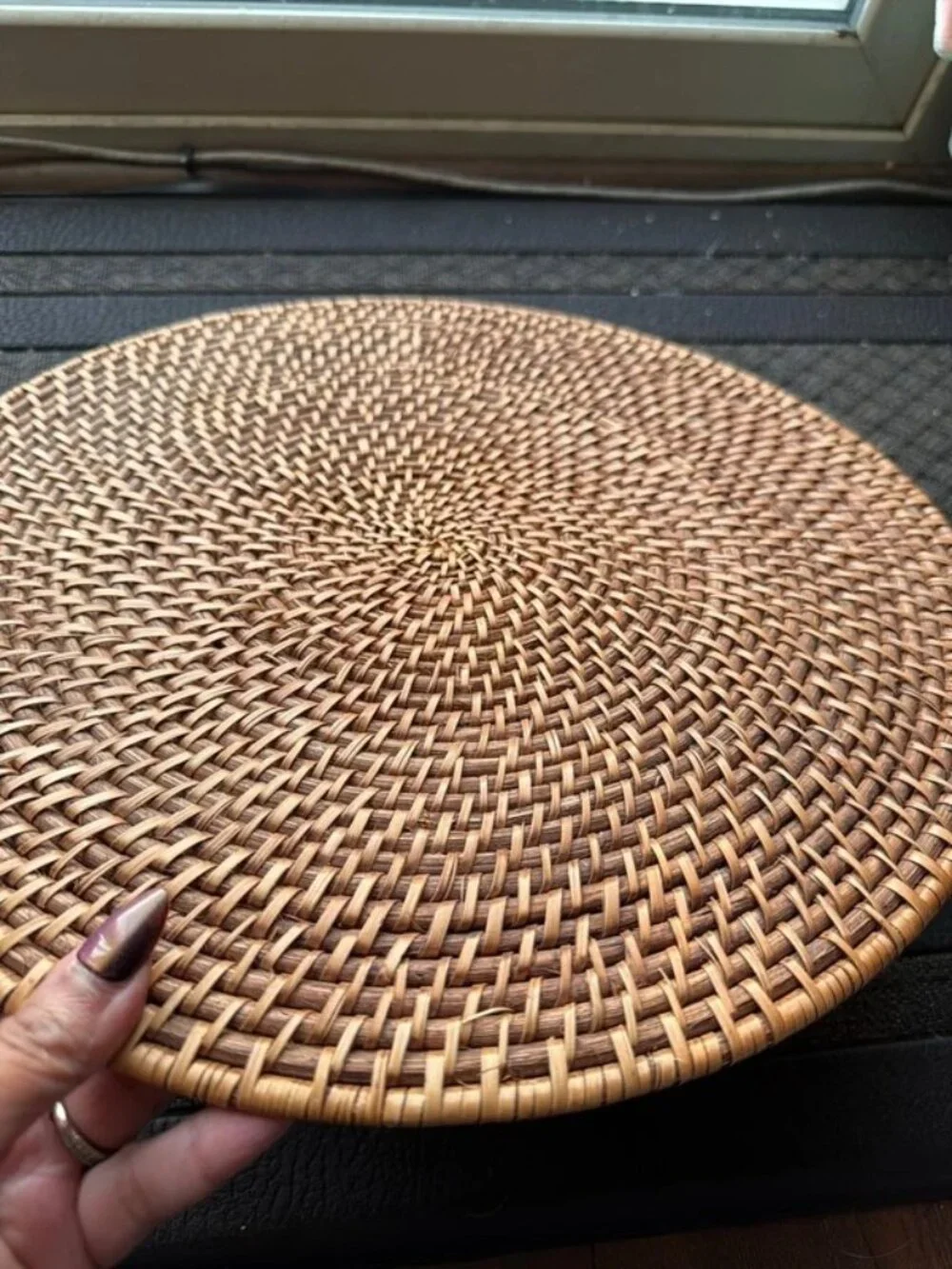 Pottery Barn Tava Handwoven Rattan Round Placemat Single Wicker Charger